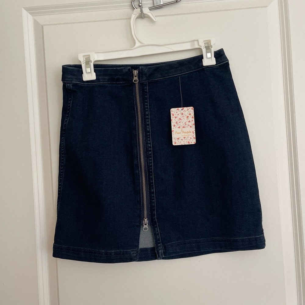 Free people zippered denim mini skirt